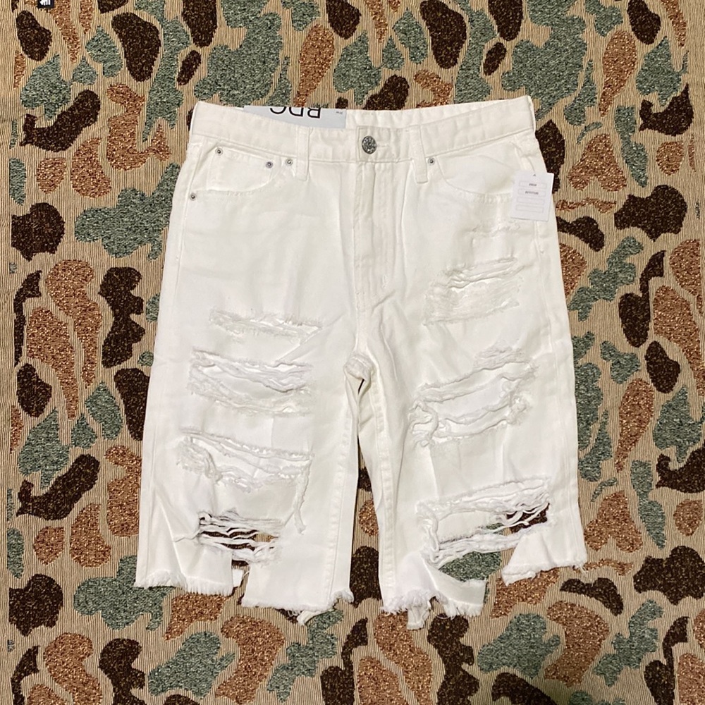 BDG White Destroyed Shorts